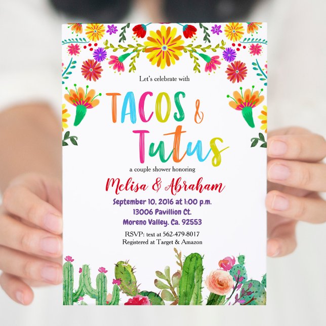 Fiesta Tacos and Tutus Baby Shower Invite card (Creator Uploaded)