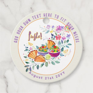 FIESTA Tacos Guacamole Folkart Flowers Custom Favour Tags