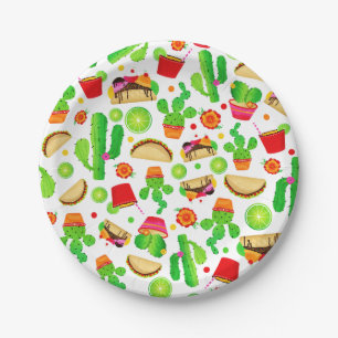 Fiesta Tacos Taco Tuesday Colourful Cinco de Mayo Paper Plate