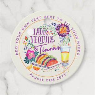 FIESTA Tacos Tequila and Tiaras Favour Tags