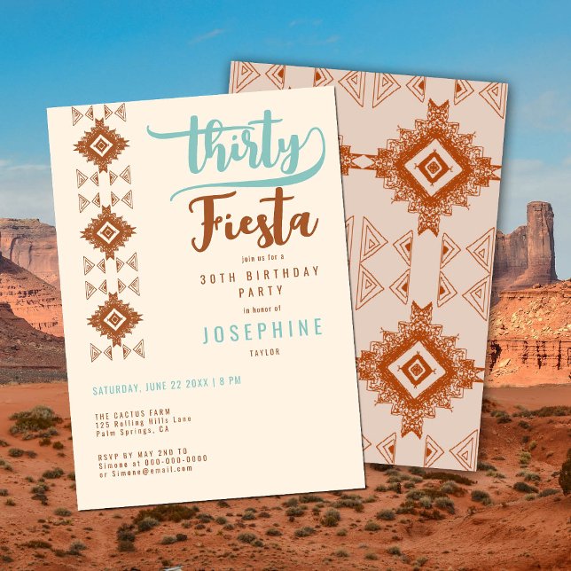Fiesta Terracotta Desert Print 30th Birthday Party Invitation (Creator Uploaded)