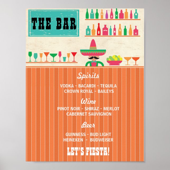 Fiesta The Bar Party Event Sign Wedding Reception (Front)
