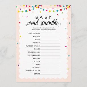 Fiesta theme baby word scramble baby shower game programme