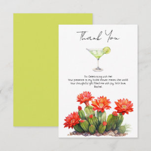 Fiesta Theme Cactus Martini Bridal Shower Thank You Card