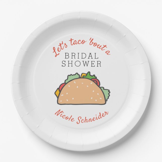 Fiesta Theme Let's Taco Bout a Bridal Shower Paper Plate (Front)