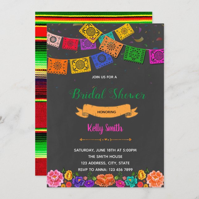 Fiesta theme party invitation (Front/Back)
