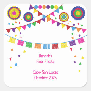 Fiesta Theme Square Party Sticker