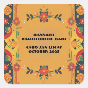 Fiesta Theme Square Party Sticker