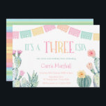 Fiesta Three-Esta 3rd Birthday Party For Girl Invitation<br><div class="desc">Invite guests to celebrate your little girl's 3rd birthday party Fiesta style with these colourful and stylish THREE-esta cactus invitations.</div>