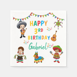 Fiesta, three-esta kids birthday party napkins
