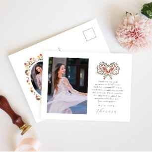Fiesta Two Photo Quinceanera Floral Thank You Postcard