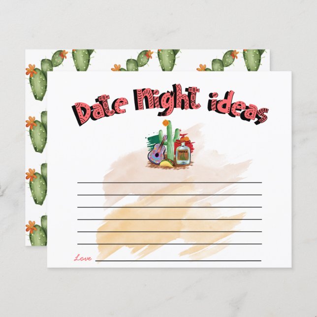 Fiesta | Watercolor Bridal Shower | Date Night (Front/Back)