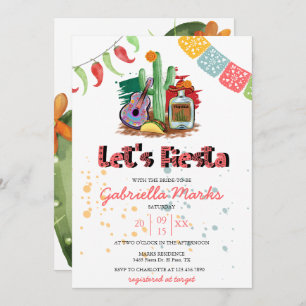 Fiesta   Watercolor Bridal Shower Invitation