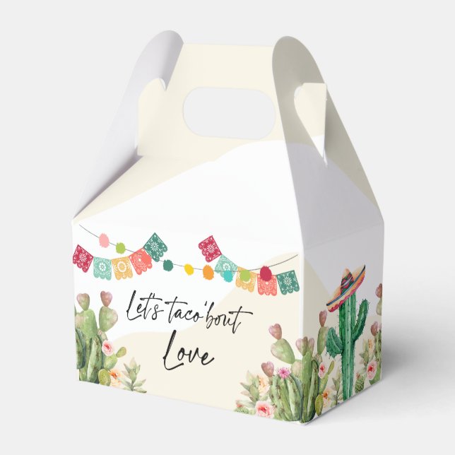 Fiesta Watercolor Cactus Mexican Bridal Shower Favour Box (Front Side)