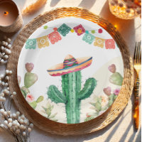 Fiesta Watercolor Cactus Mexican Party Succulent