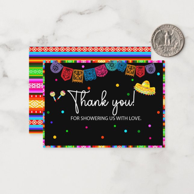 Fiesta  watercolor thank you baby shower card (Front/Back In Situ)