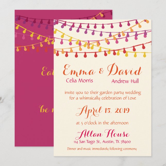 Fiesta Wedding Invitation Colourful Mexican Party (Front/Back)
