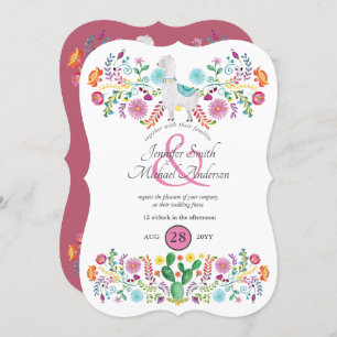 Fiesta Wedding Llama Folk Flowers Cacti Invitation