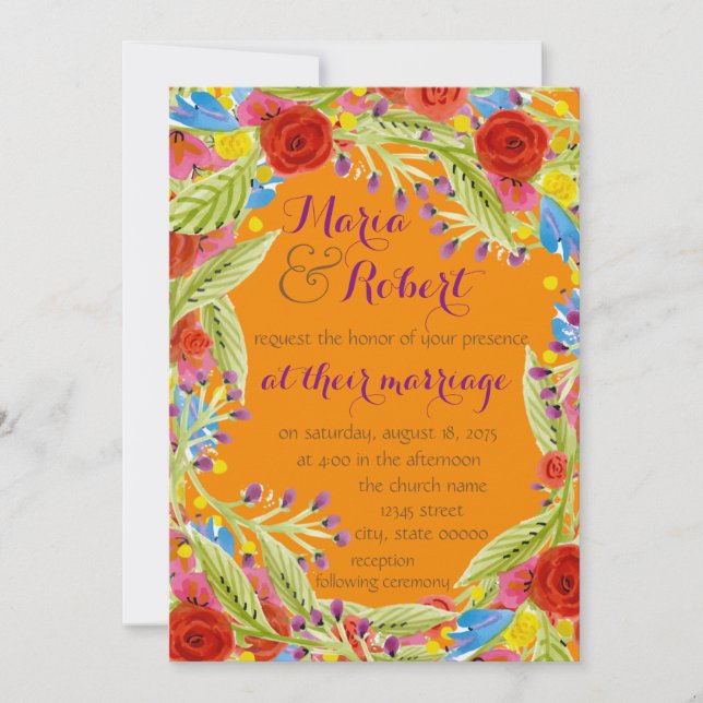 Fiesta Wedding Tangerine Invitation (Front)