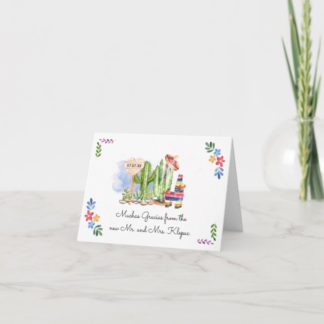 Fiesta Wedding | Watercolor Thank You Card (Front)
