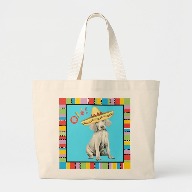 Fiesta Weimaraner Large Tote Bag (Front)