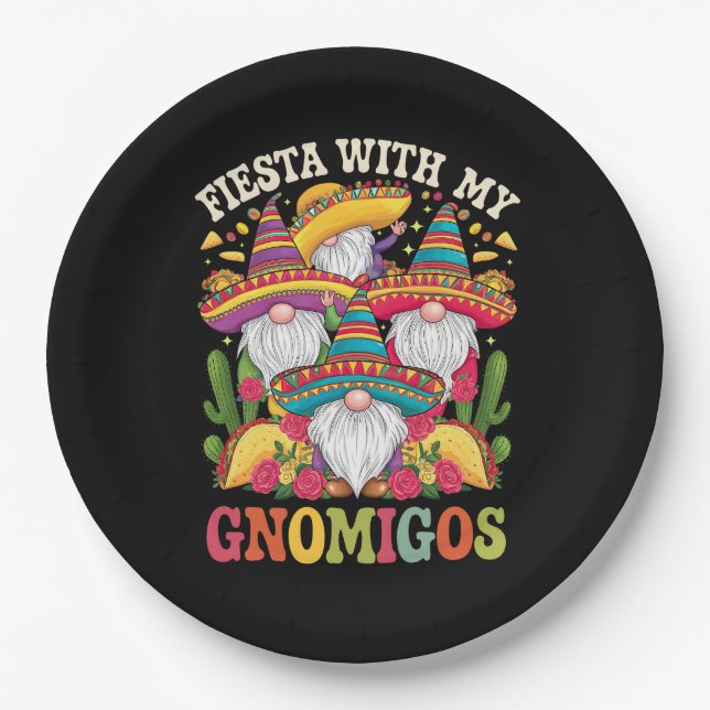 Fiesta With My Gnomigos Gnome Cinco De Mayo Paper Plate (Front)