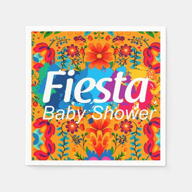 Fiesta Yellow Colourful Floral Neutral Baby Shower Napkin (Front)