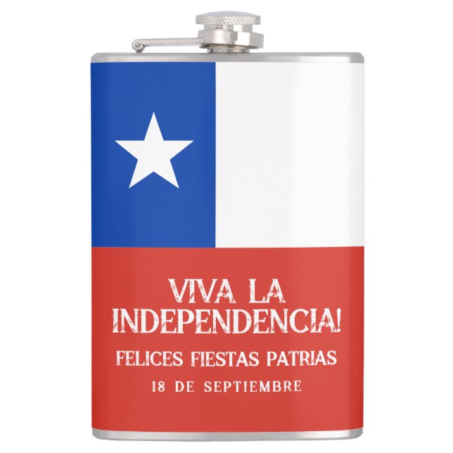 Fiestas Patrias Independence Day Chile Flag Hip Flask (Front)