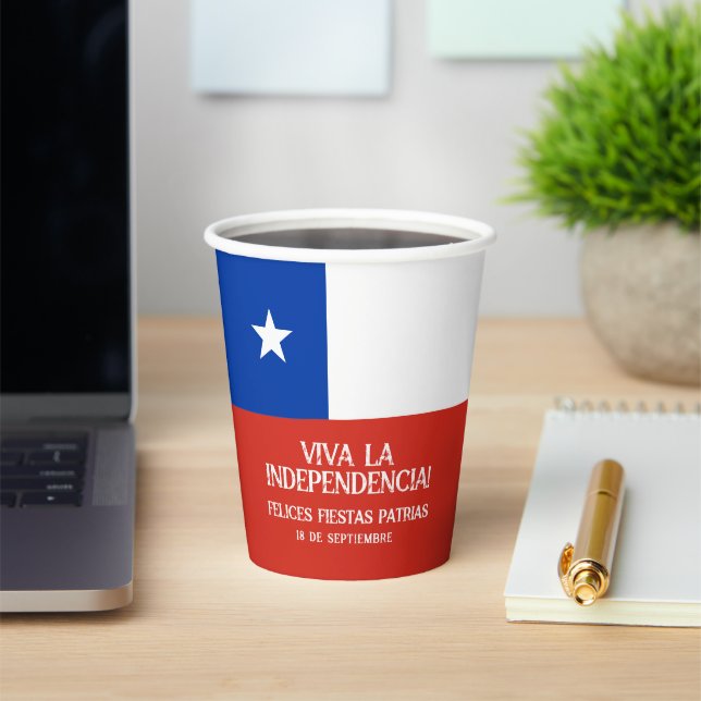 Fiestas Patrias Independence Day Chile Flag Paper Cups (Insitu)