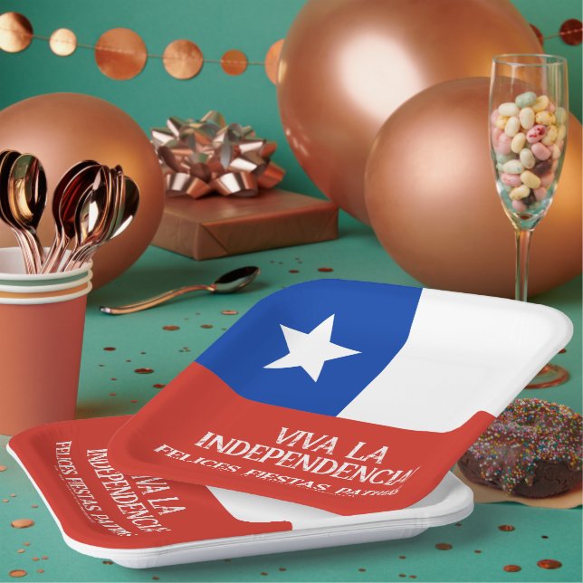 Fiestas Patrias Independence Day Chile Flag Paper Plate (Multi)