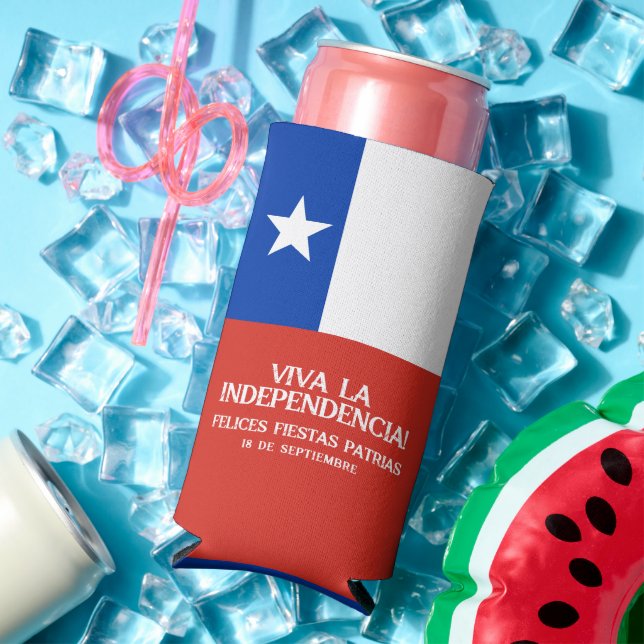 Fiestas Patrias Independence Day Chile Flag Seltzer Can Cooler (In Situ Summer)