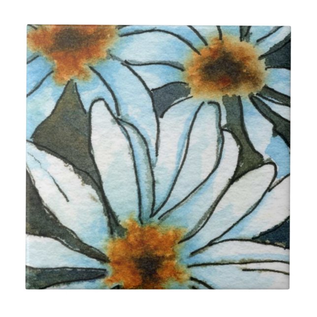 "Fiesty Floral #1" Kitchen Garden Ceramic  Tile (Front)