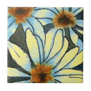 "Fiesty Floral #1a" Kitchen Garden Ceramic Tile