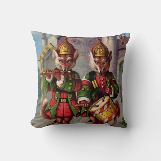 Fife & Drum Foxes Throw Pillow (Front)