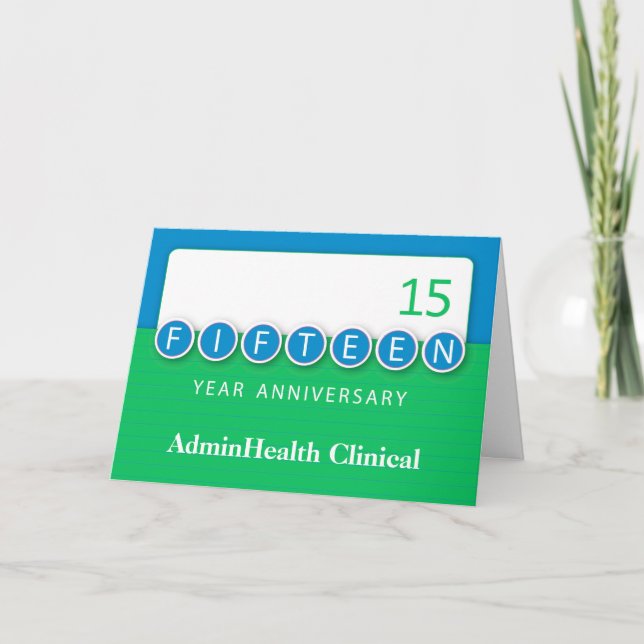 Fifteen 15 Year Employee Anniversary with Circles  Card (Front)