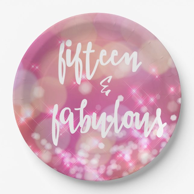 Fifteen & Fabulous - 15th Birthday Paper Plates (Front)