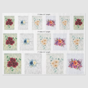 Fifteen Floral Images (3) Sizes Decoupage Template Tissue Paper