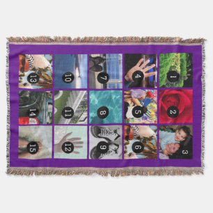 Fifteen of Your Photos Purple Your Own Original Throw Blanket