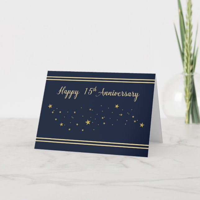 Fifteen Year Employee Anniversary Gold Glitter  Card (Front)