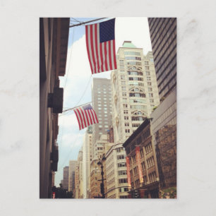 Fifth 5th Avenue American Flags NYC New York City Postcard