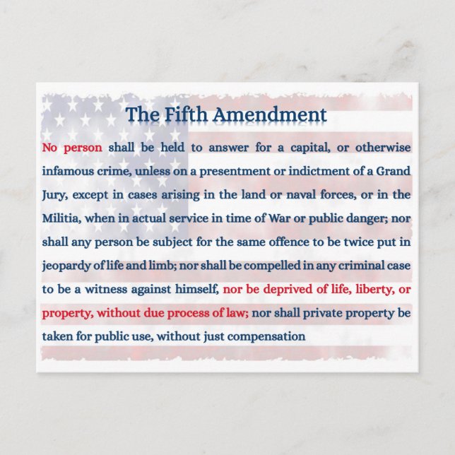 Fifth Amendment Postcard (Front)