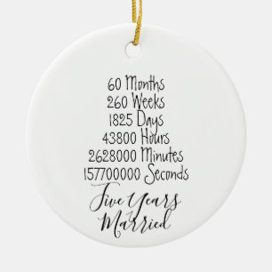 Fifth Anniversary 5th married years wedding lover Ceramic Tree Decoration