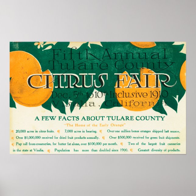 Fifth Annual Tulare County Citrus Fair Promotion Poster (Front)