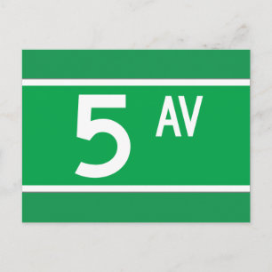 Fifth Av. (Old), New York Street Sign Postcard