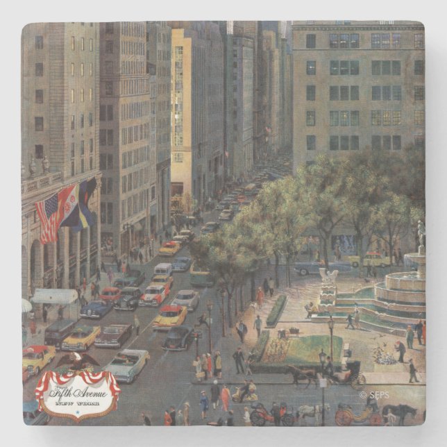 Fifth Avenue by John Falter Stone Coaster (Front)