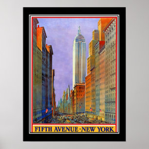 Fifth Avenue New York Art Deco Vintage Poster
