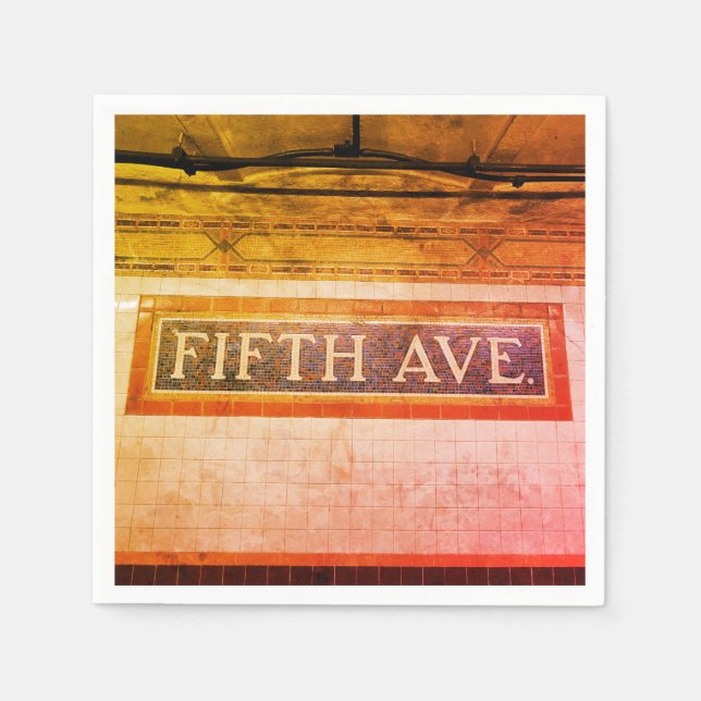 Fifth Avenue Tile Sign - New York City Napkin (Front)