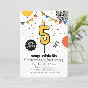 Fifth Birthday Candle Doodle Invitation