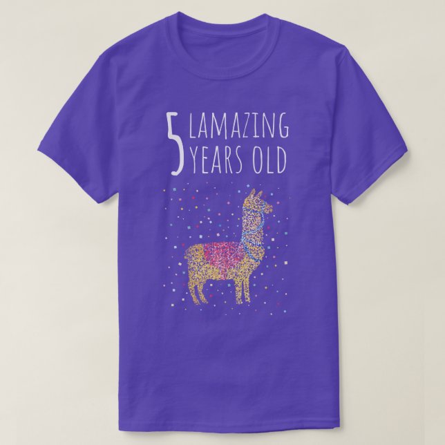 Fifth Birthday Five 5th Llama Alpaca T-Shirt (Design Front)