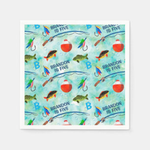 Fifth birthday Gone fishing themed party Napkin